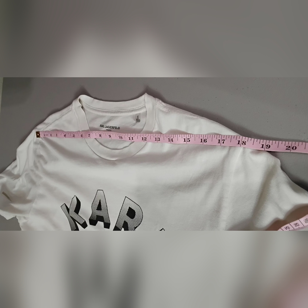 KARL LAGERFELD Men’s Short Sleeve T-Shirt Paris Size  Med Beige w/Black - Picture 6 of 9